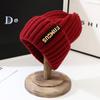 Knitted Winter Hat Women Korean Style Warm Letter For Casual Daily Wear
