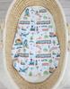 Cotton rounded sleeping bag for children S 0-6 months summer TOG 1.0 - turquoise train