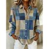 Lazy Commute Style Women Striped Linen Shirt Lapel Long Sleeve Loose Fit Button Down Casual
