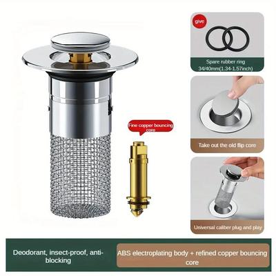 Сливной фильтр для пола из нержавеющей стали, пробка для умывальника, анти-запах, всплывающее отверстие, пробка для раковины, ловушка для волос, сито для раковины для душа