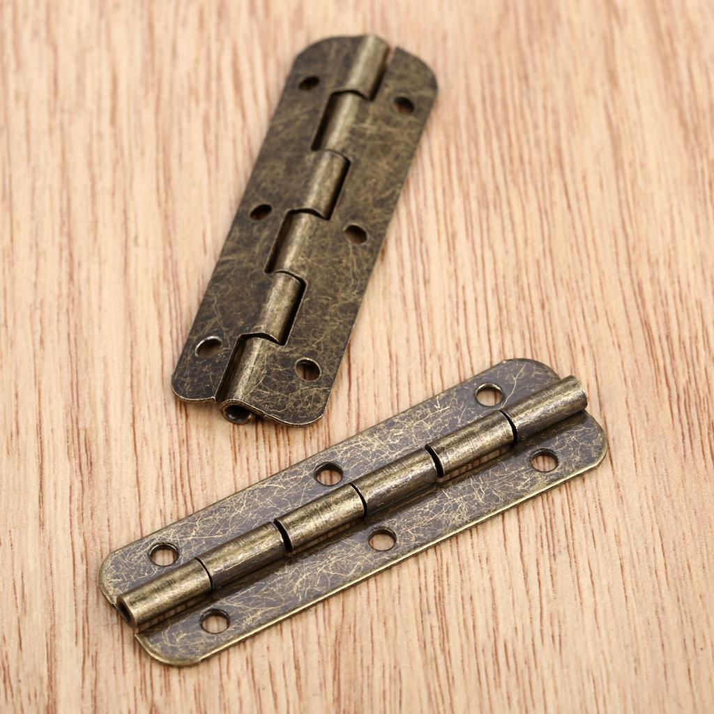 DRELD 10pcs or 2PCS Antique Bronze Cabinet Wood Jewelry Box Gift Wine Case Retro Decor Funiture Long Hinges 6 Holes 51*16mm
