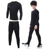 [Nesseo] Kids Compression Wear Top and Bottom Set Sports Inner Shirt Tights Thermal [Sweat Absorbent Quick DryingPressure Protection] 1019+1020 Black