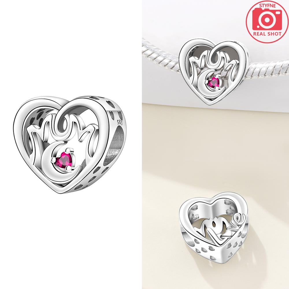 Pink Zircon Love copper Bead Charms Charm Bead Charms Compatible With Bracelets Women Jewellery Diy Anniversary Gift Delicate Accessories Bag Charm