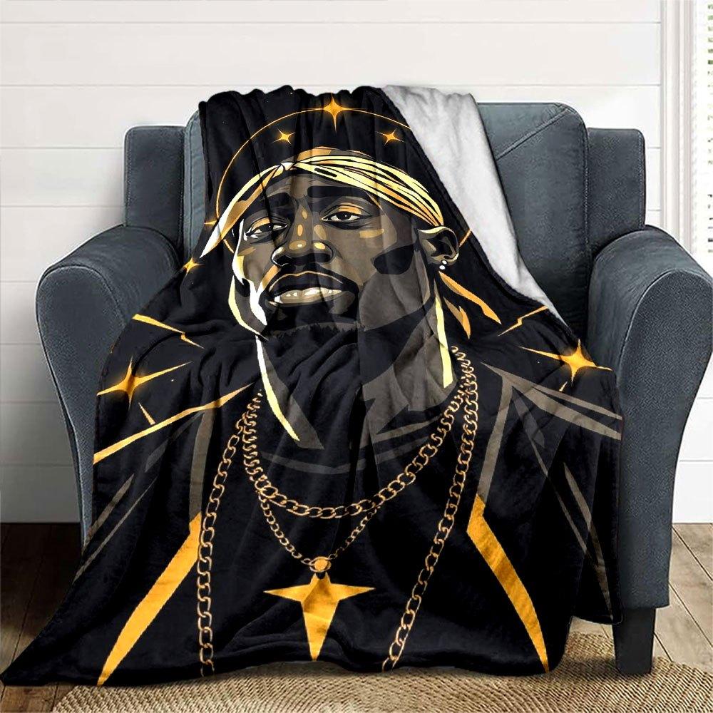 1 шт. Плед в стиле Hip Hop 2Pac, Мягкий, Легкий, Для всех сезонов, Многоцелевой плед для дивана, кровати, офиса и пикников, Французский стиль с культовыми обложками альбомов и цитатами