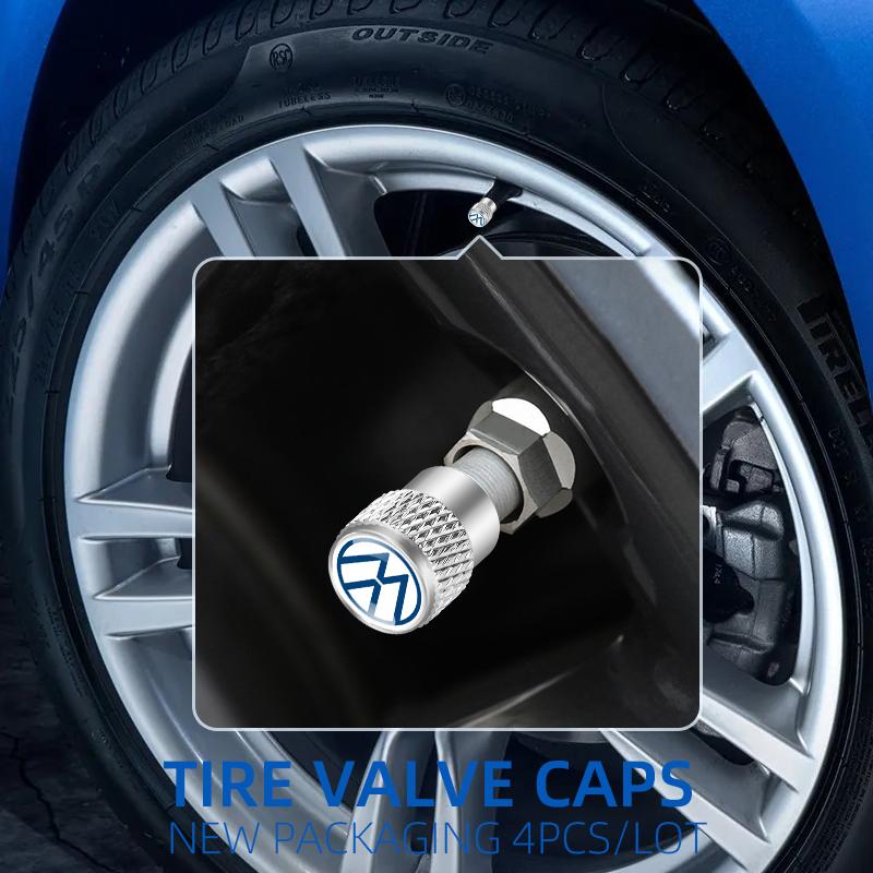 4PCS 3D Aluminum Alloy Car Wheel Tire Valve Air Stem Caps Dust Covers For Volkswagen Touran Golf VW Passat Polo Bora Altea