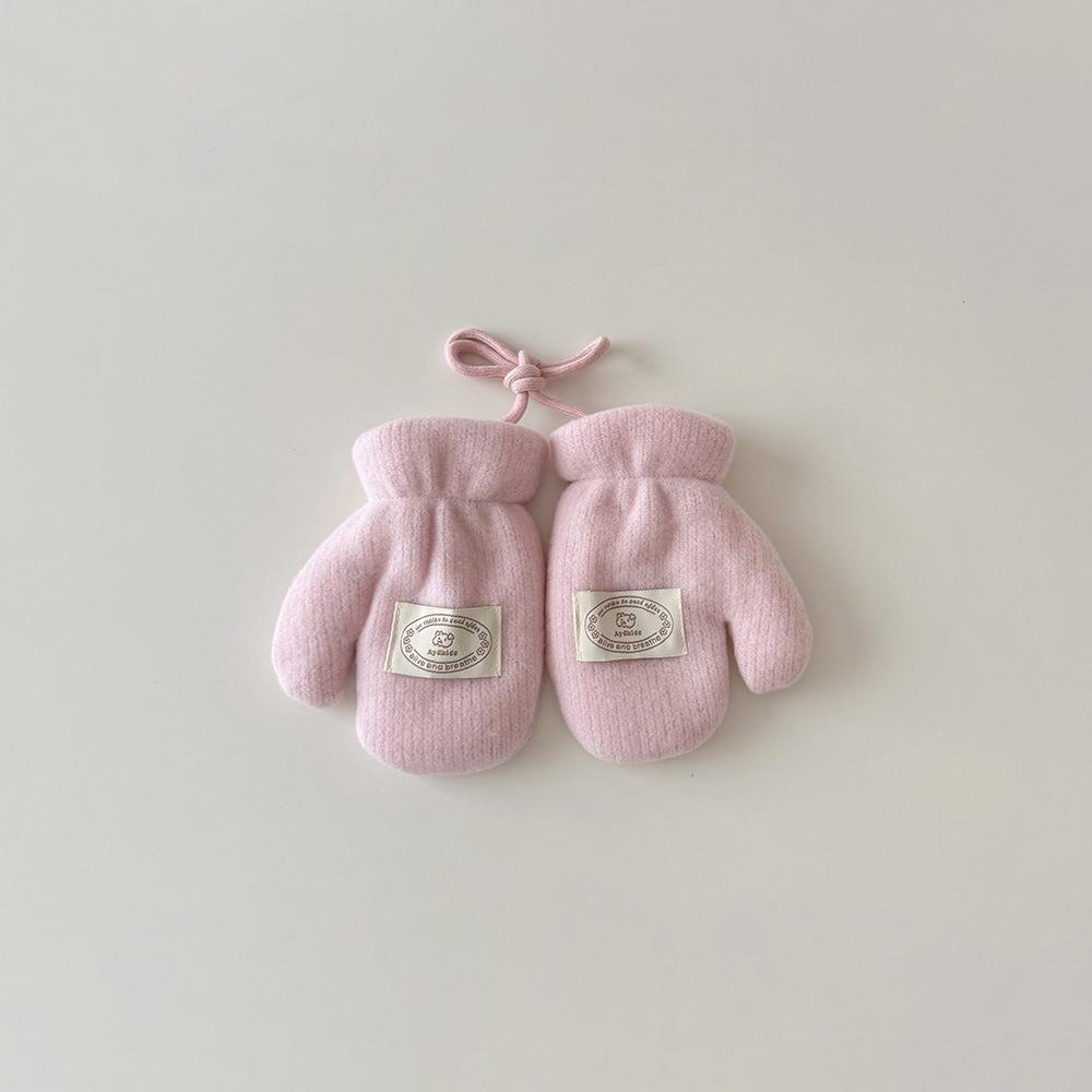 Fashion Baby Mittens Cute Floral Print Lace Winter Mittens for Girl Warm Plush Lined Thermal Toddler Kids Mittens