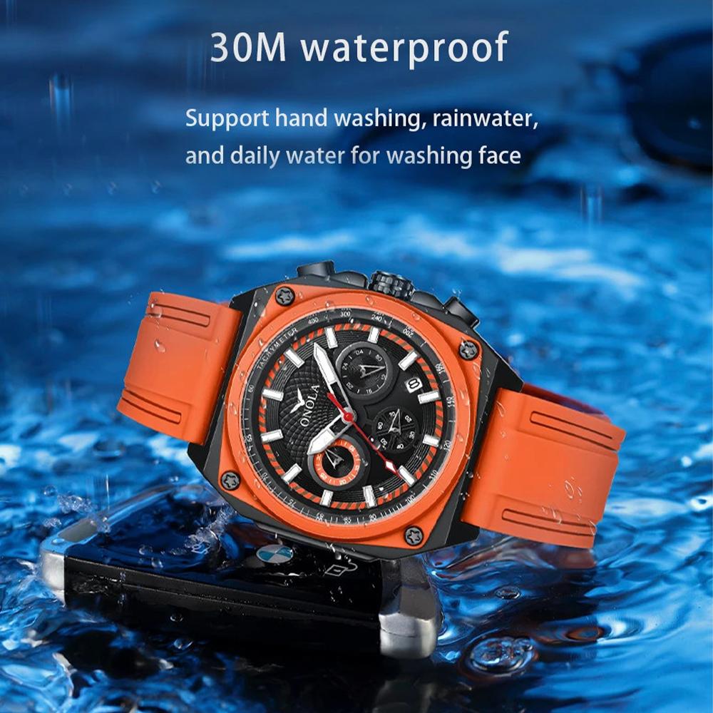2024 New Watch Square Dial Men Fashion Business Waterproof Sports Watches Chronograph Luminous Leisure Quartz Wristwatch
