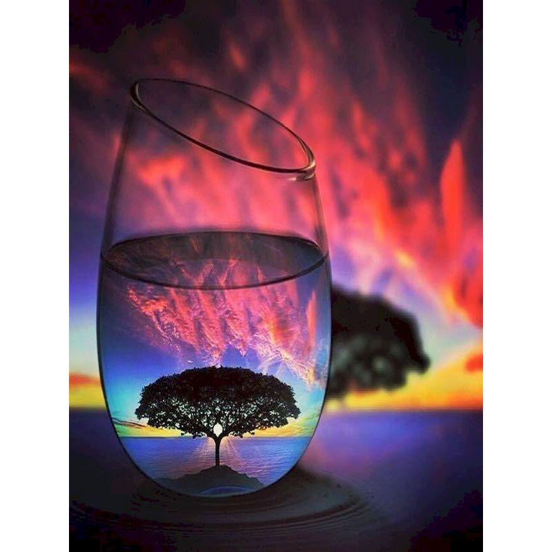 Diy Diamond Painting Glass Bottle Landscape Round Diamond Full Drills Cross Stitch Kits Mosaic Embroidery