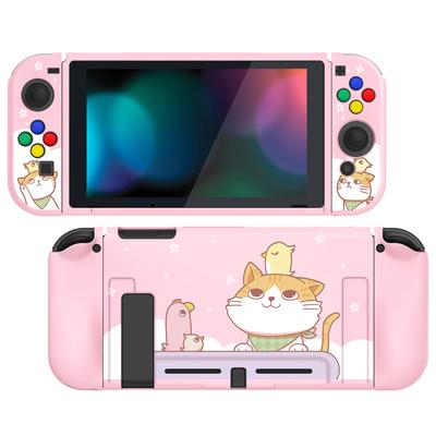 Защитный чехол для PlayVital мягкий ТПУ тонкий чехол-накладка для Switch с цветными накладками на кнопки ABXY Switch, [версия Kitten&Chicken]