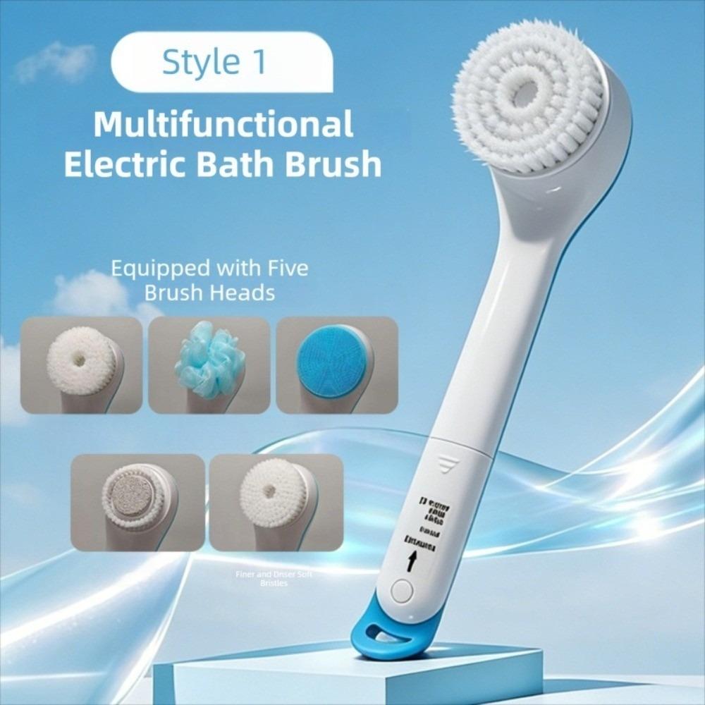 Long Handle Electric Bath Brush Portable Back Rub Bath Brush Soft Hair Bath Brush Dorm Room