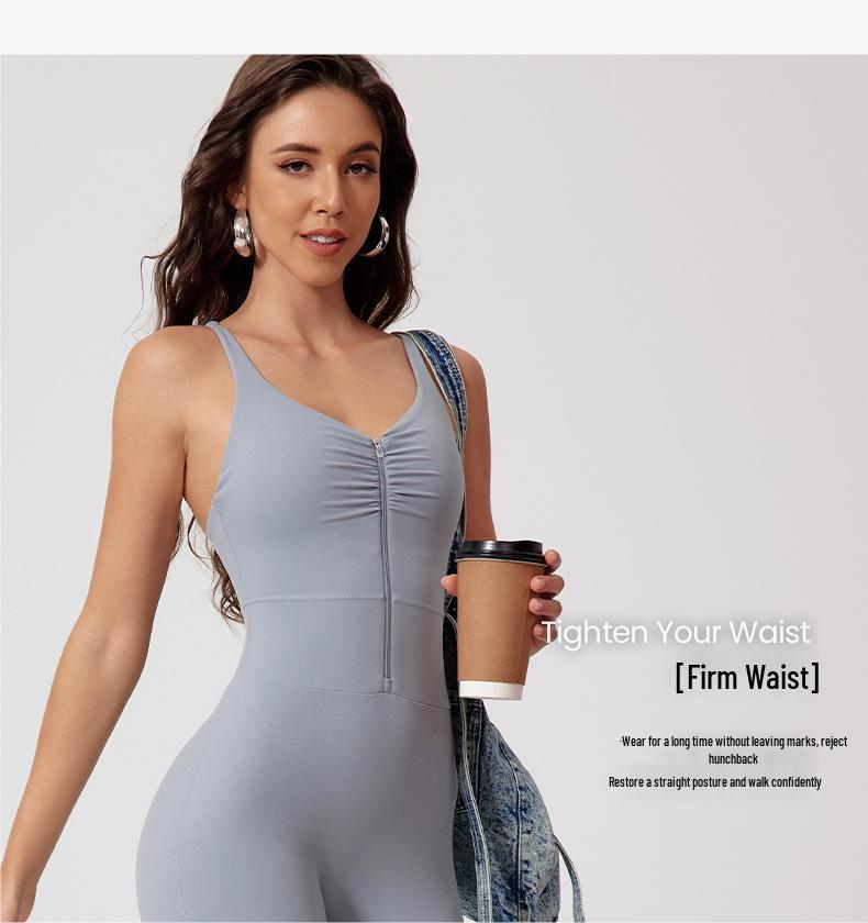 Комбинезон для йоги Nude Feel с быстрой сушкой и молнией для фитнеса и бега на открытом воздухе