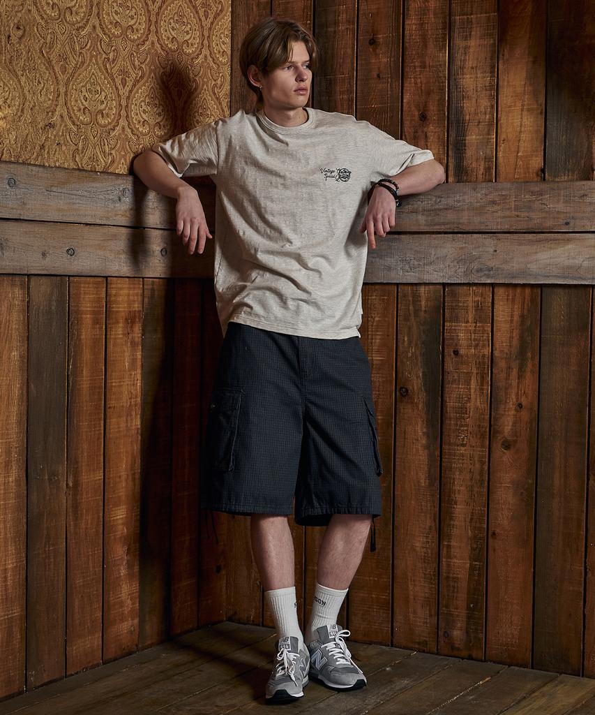 MAGOODGAN Swagber 3597 Slub Semi-Overfit Gray At Oatmeal Melange Short Sleeve Tee