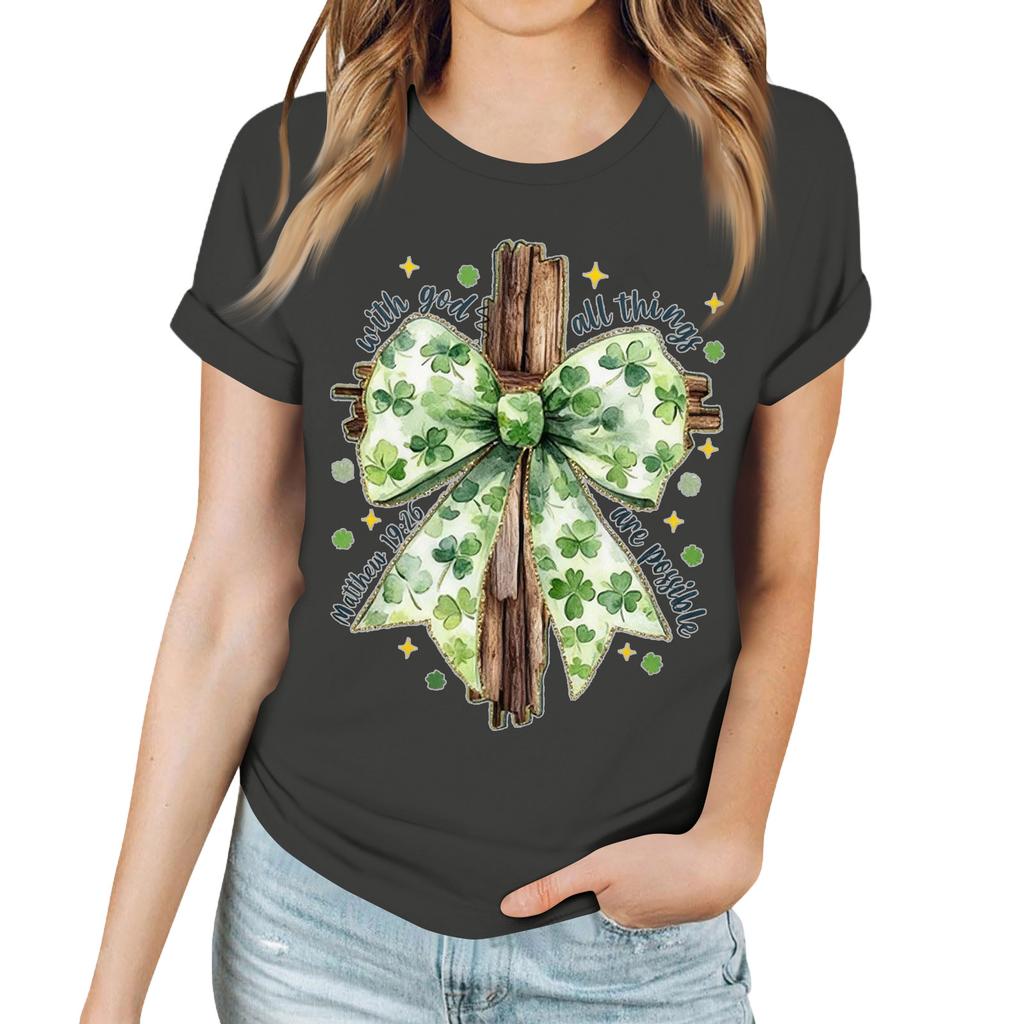 Женская повседневная футболка с принтом, пуловер с круглым вырезом, топ с короткими рукавами