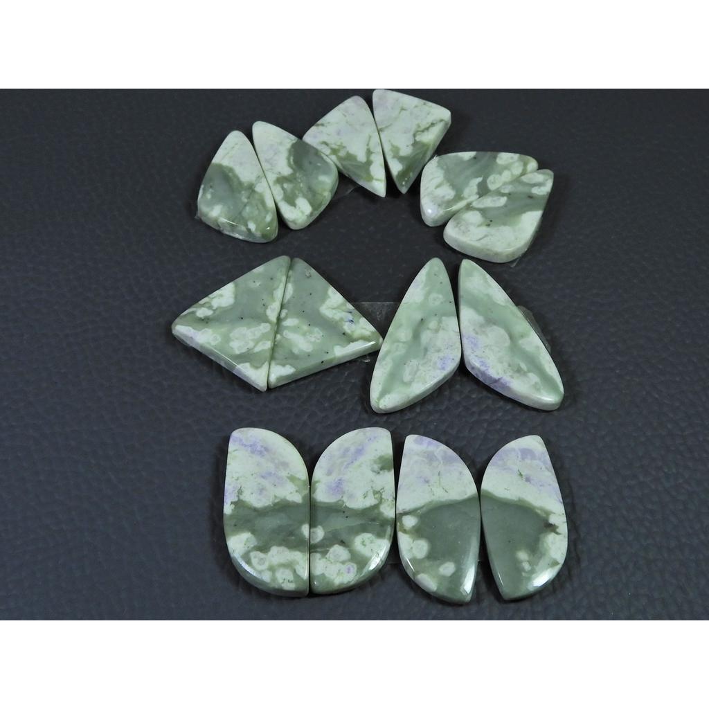 26-32 MM Natural Peace Jade Matched Pair Fancy Cabochon Gemstone 7 Pair Lot C-769
