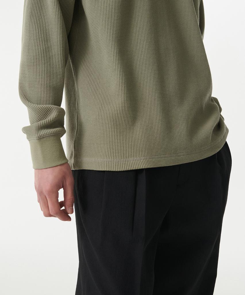 MUSINSA STANDARD Waffle Relaxed Crew Neck Long Sleeve T-Shirt [Sage]