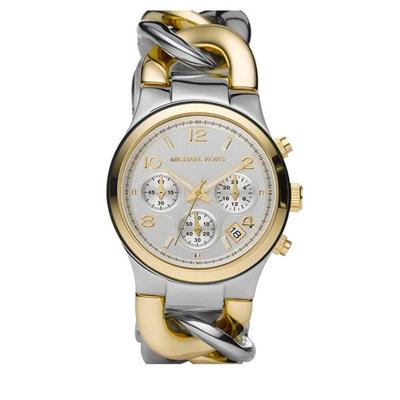 Женские часы MK3199 Twist Chain Chronograph с белым циферблатом