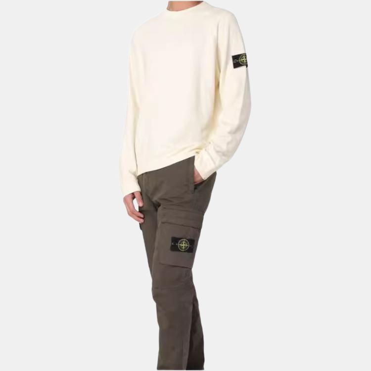 STONE ISLAND Свитшот мужской с круглым вырезом, длинным рукавом и логотипом, бежевый K1S156100023S0121-V0093