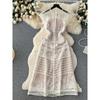 Vintage Court Style Flowers Slim Looking Dress Embroider