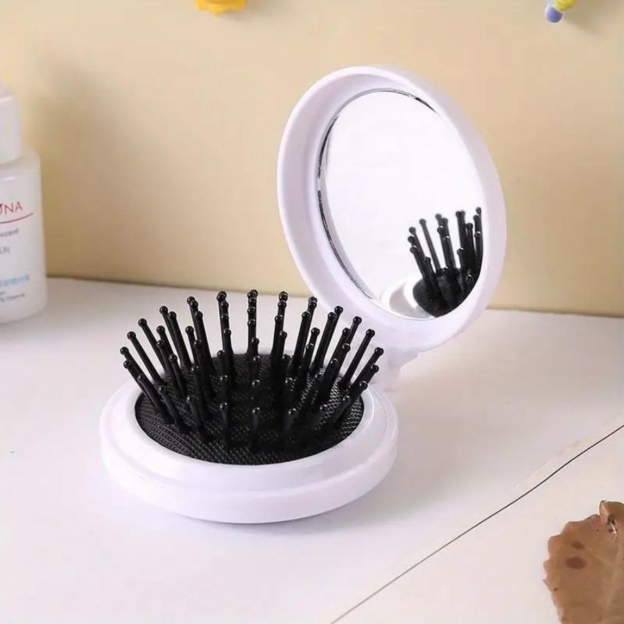 1PCS Small Comb With Folding Mirror Travel Portable Massage Folding Comb Women's Hair Brush Styling Tool