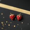 Red Mini Strawberry Earrings for Women New 2024 Explosive Delicate Small High-grade Minority Stud Earring Dainty Zircon Gift