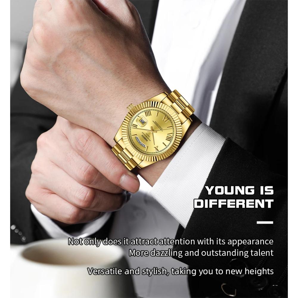 Роскошные кварцевые часы из нержавеющей стали для мужчин Роскошные светящиеся часы с индикацией даты для мужчин