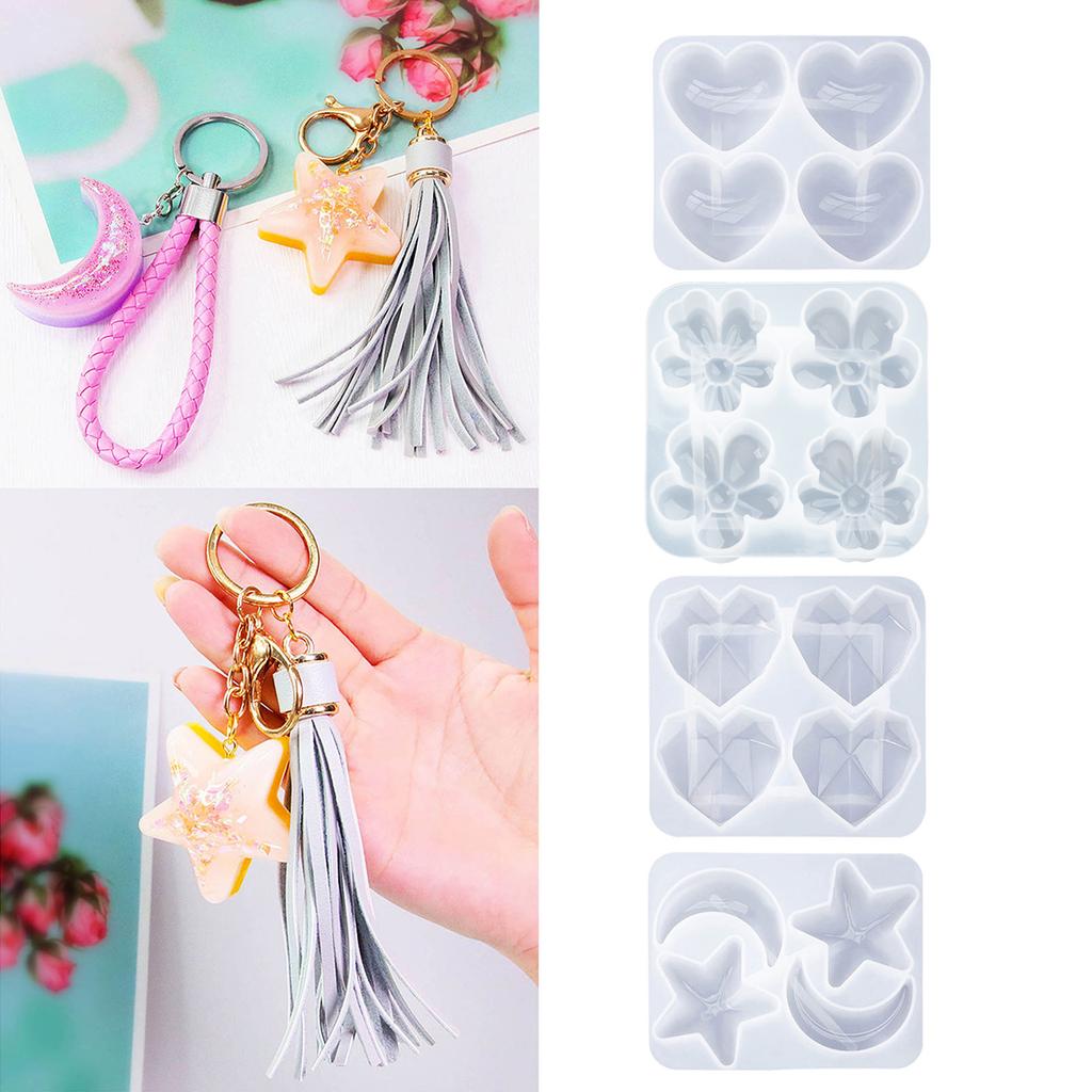 Сделай сам Хрустальный брелок Силиконовая форма с отверстием Ювелирное изделие Сердце Эпоксидная смола Изготовление форм для Дня святого Валентина Праздник Фестиваль