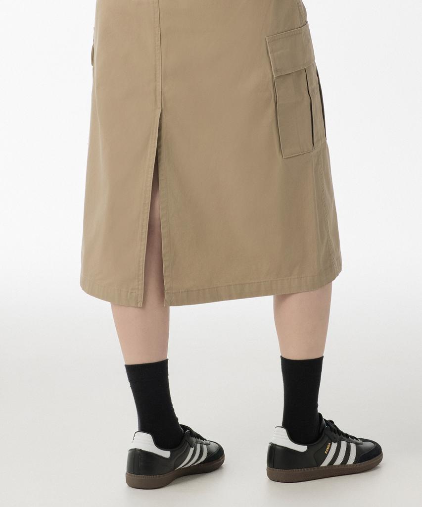 Musinsa Standard Woman Women'S Cargo Elastic Midi Skirt [Beige]