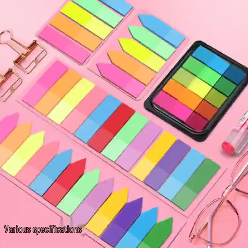 Transparent Fluorescent Sticky Note Labels - Highlight and Index Stickers for Student Classification