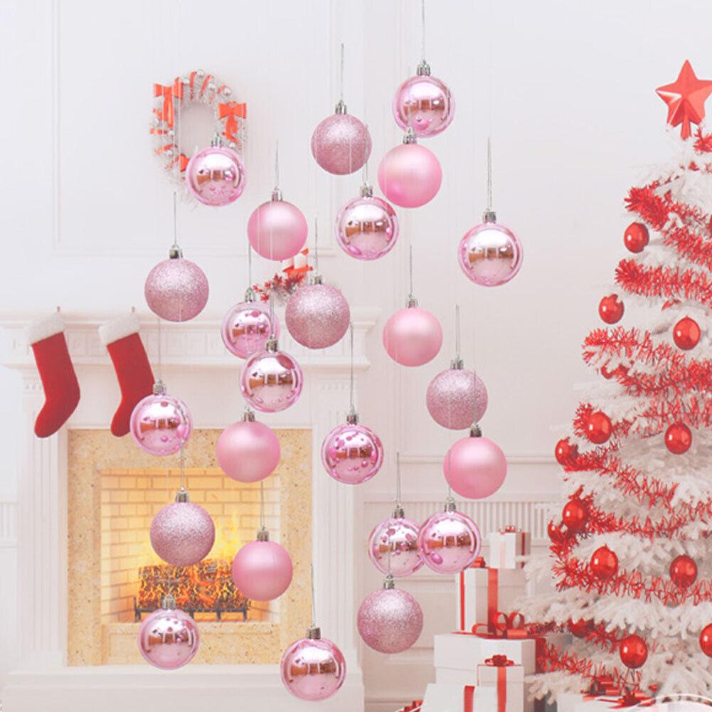 8 СМ 24 ШТ. Рождественские Подвесные Шаровые Украшения Небьющиеся Рождественские Елочные Украшения Комплект Рождественские Украшения Шары для Праздника Свадьбы Декор