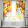Осенние разноцветные прозрачные шторы с листьями, вуаль для спальни, прозрачные шторы для окон, кухни, тюлевые шторы