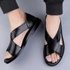 FashionSummer Мужские качественные сандалии из натуральной кожи, черные, нескользящие, дышащие, повседневные туфли, удобные, деловые, сандалии на плоской подошве
