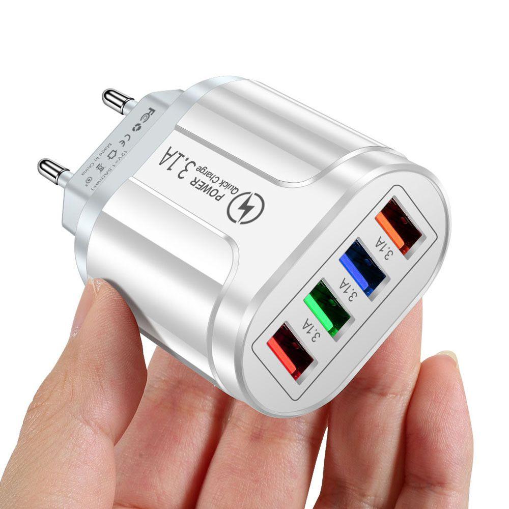 Travel 4 Ports UK EU US Plug Fast Quick Charger Power Supply USB Transformer Adapter