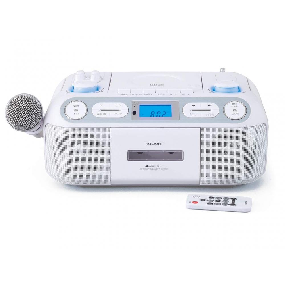 Магнитола Koizumi CD, регулировка скорости воспроизведения, функция подавления вокала, микрофон в комплекте, пульт дистанционного управления в комплекте, белый SAD-4942W
