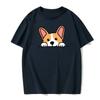 Cute Dog Corgi Print Summer Short-sleeved Casual Daily Versatile Men's Top Cotton European Size Comfortable T-shirt