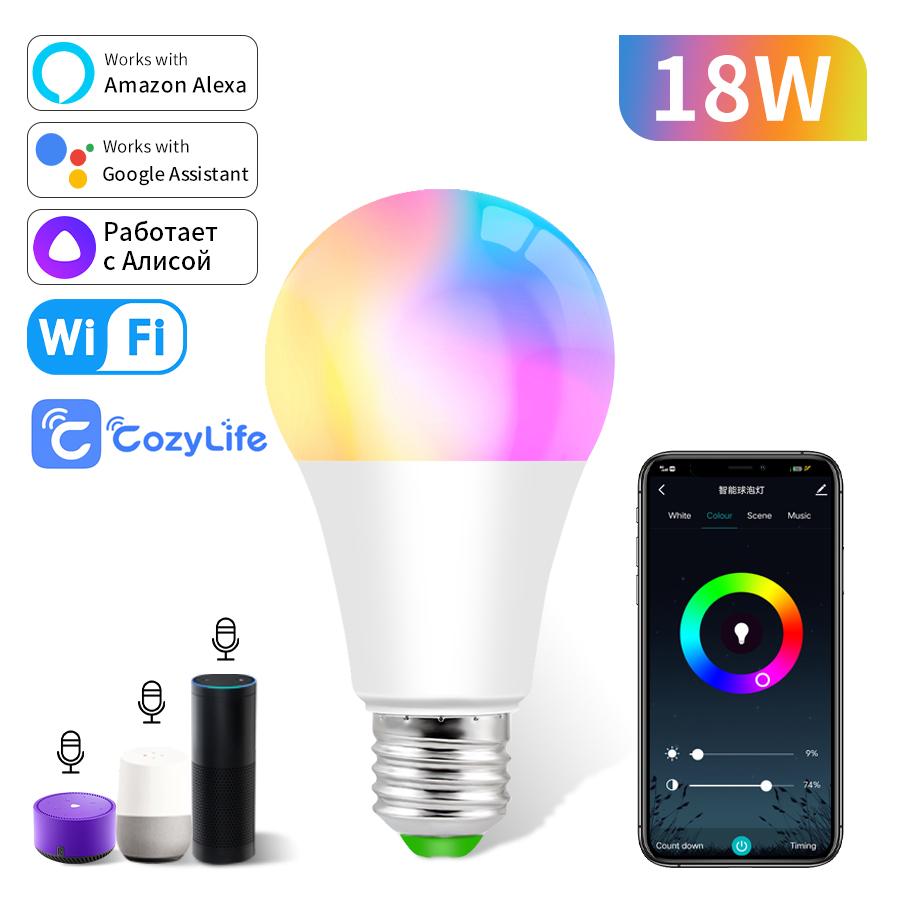 WiFi Smart Led Light Bulb E27 12/15/18W Voice RGB Dimmable Light Ampolleta Parlante Wifi Lamp Work With Google Assistant Alexa