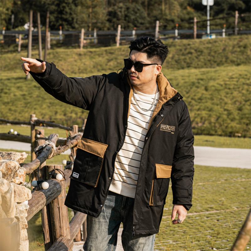 Зимнее свободное хлопковое пальто средней длины размера плюс, мужская повседневная рабочая одежда, непромокаемая съемная куртка с капюшоном для мужчин 4XL-10XL