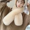 Winter Faux Fur Warm Large Cross Scarf Women's Solid Color Casual Long Plush Scarf Outdoor Cycling Cold-proof Scarf