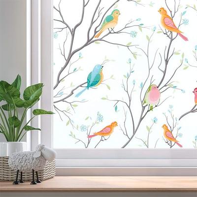 Красочные птицы наклейка на стекло статическая липкая теплоизоляция защита конфиденциальности дропшиппинг многоразовый съемный декор окна