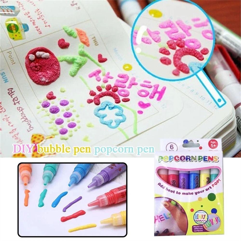 Ink Crayons Popcorn Pens Puffy Paint 3D Art Pens DIY Craft Bubble Pen Kids Gifts
