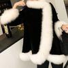 Осень и зима новое кожаное пальто женское имитация норки бархат утолщенный теплый плюшевый шаль накидка тонкое пальто средней и длинной длины