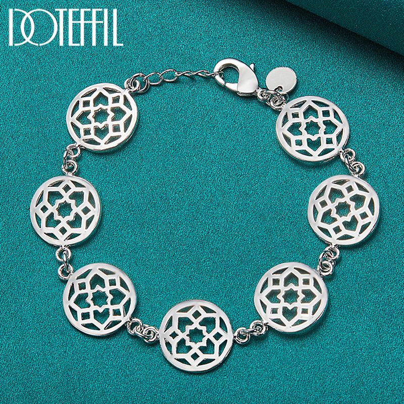 Браслет с круглым узором, романтический подарок, серебряные ювелирные изделия