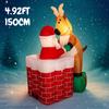 4.92FT Inflatable Toy Santa Man Chimney Reindeer with LED Home Decoration Ornament Xmas Decoration for Yard Supplie Holiday Gift