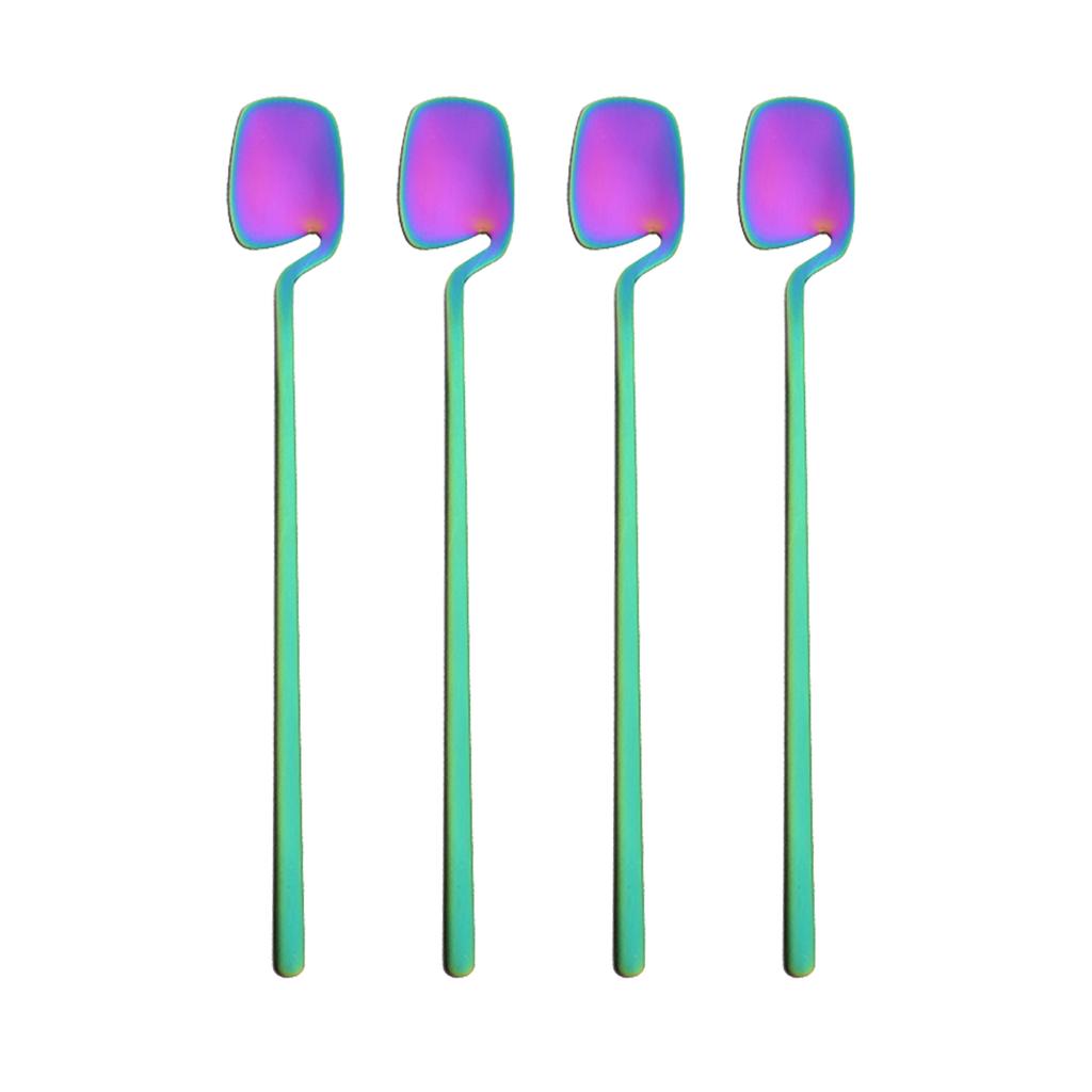 4 шт. Золотая ложка для перемешивания кофе, чая, длинной ручкой, десертная ложка для мороженого, экологически чистая посуда из нержавеющей стали 304, кухонная посуда