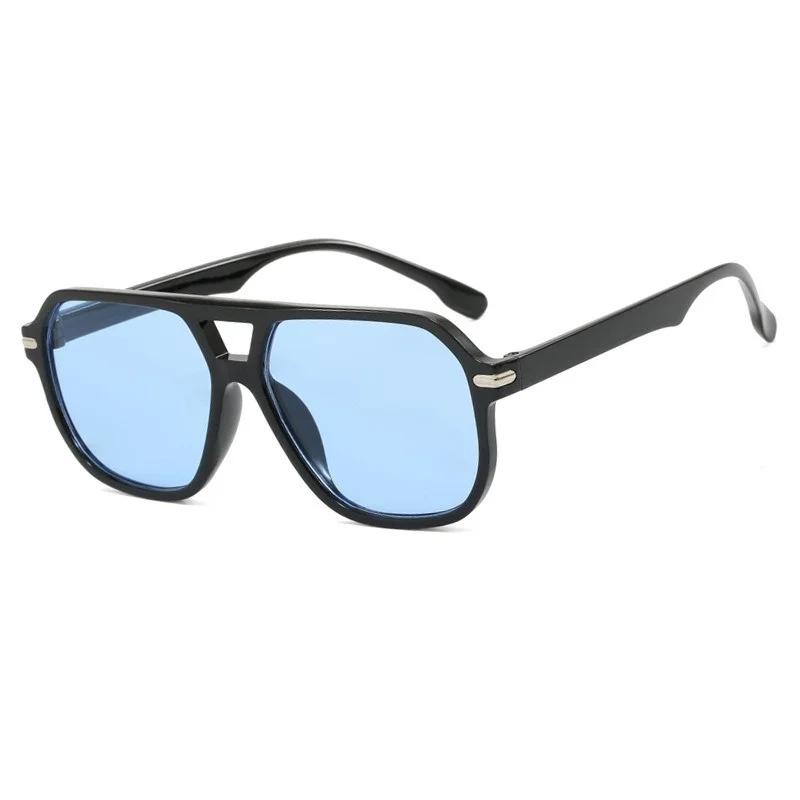 Модные квадратные солнцезащитные очки с двойной перекладиной и заклепками, женские, роскошный брендовый дизайнерский ретро-прямоугольник, солнцезащитные очки, винтажные очки, тень, женские