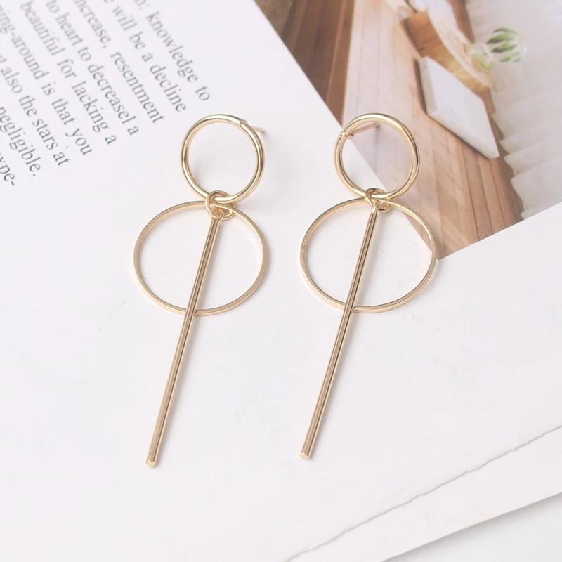 Metal Tassel Earrings for Women Long Circle Dangle Earrings Geometric Round Drop Earrings Brief Jewelry pendientes