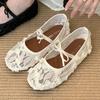 Fashion Elegant Lace Mesh Design Brand Ballet Flats Women Sweet Bow Round Toe Mary Jane Shoes Fashion Comfortable Summer Casual Shoes