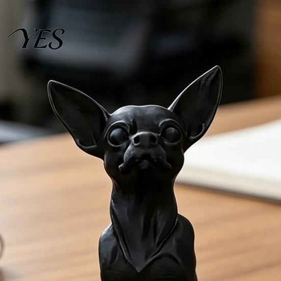 Black Dog Decor 3D Printed Chihuahua Figurine, Modern Statue, Plastic Stable Ornament Puppy Sculpture for Desk Decoration, Gift Pet Lovers Statue