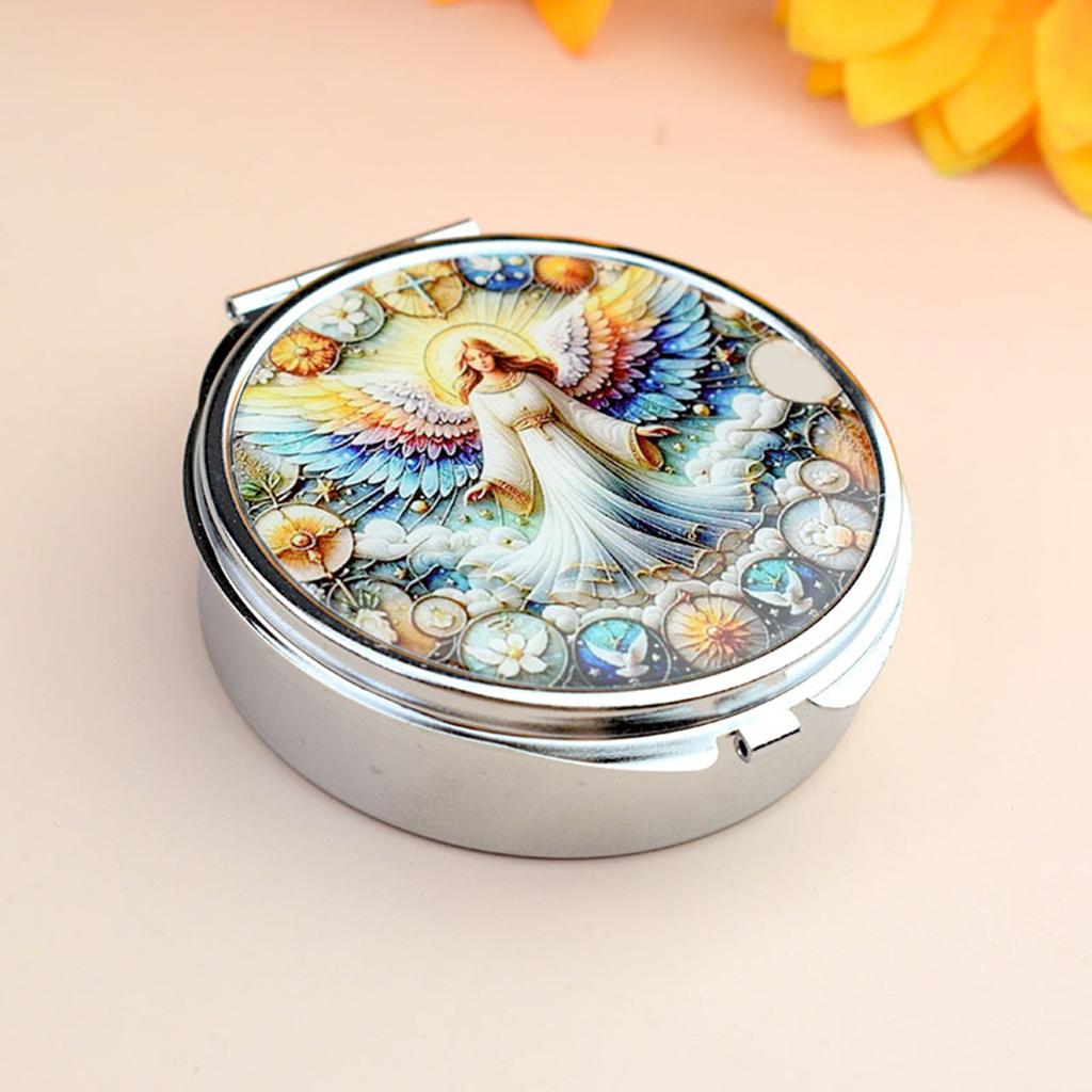 Portable Metal Jewelry Organiser With Mirror And Secure Closure For Travel Medicine Storage Container with Compartment
