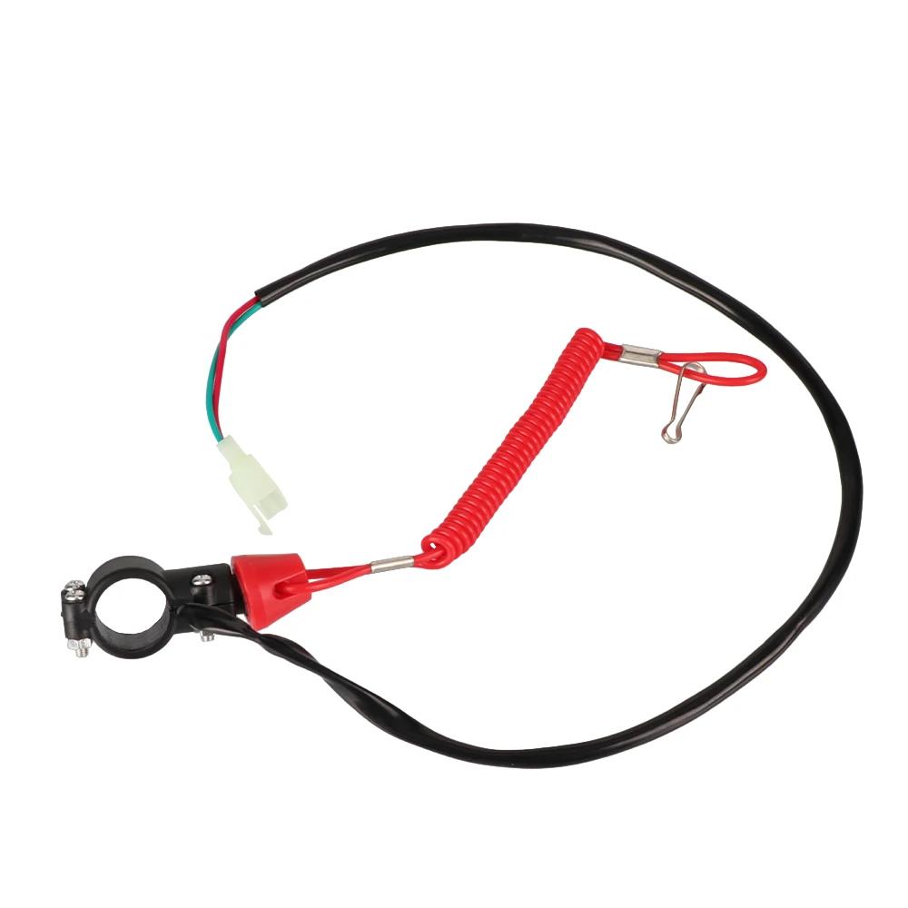 Motorcycle Kill Stop Switch & Safety Tether Cord For 22mm Handlebar Scooter Honda Yamaha Suzuki Mini Dirt Bike ATV Quad Moto