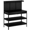 Workbench with Adjustable Shelves, Pegboard and 2 Drawers, 122x61x156 cm, Black